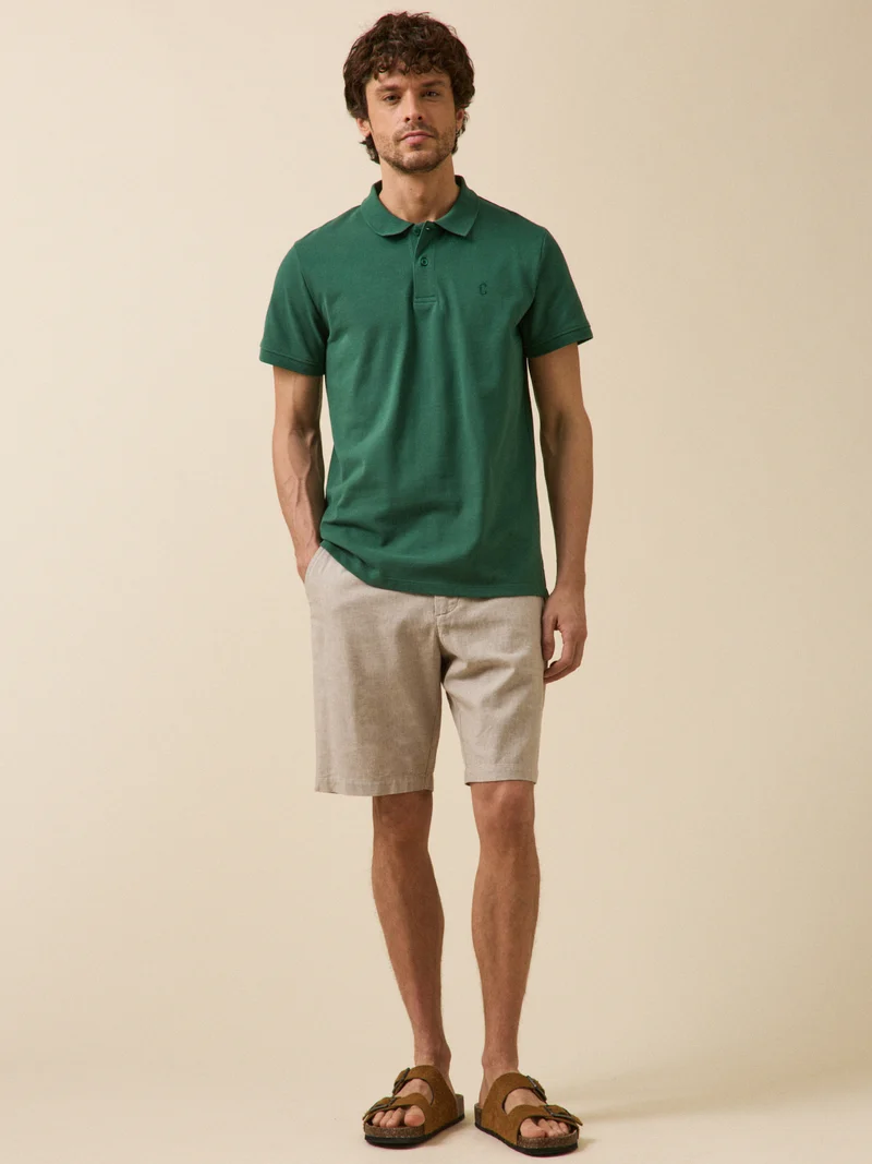 Einfarbiges Herren-Poloshirt aus Pikee aus Bio-Baumwolle