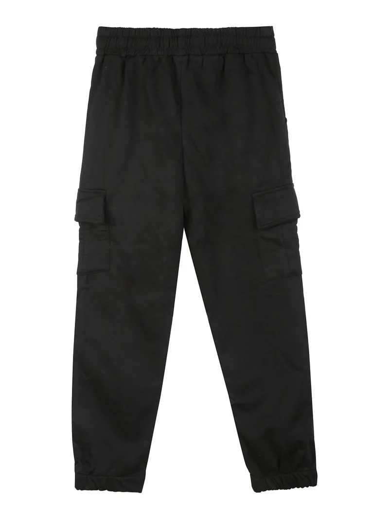 Pantaloni tuta da bambino con tasconi laterali e interno spazzolato - nero