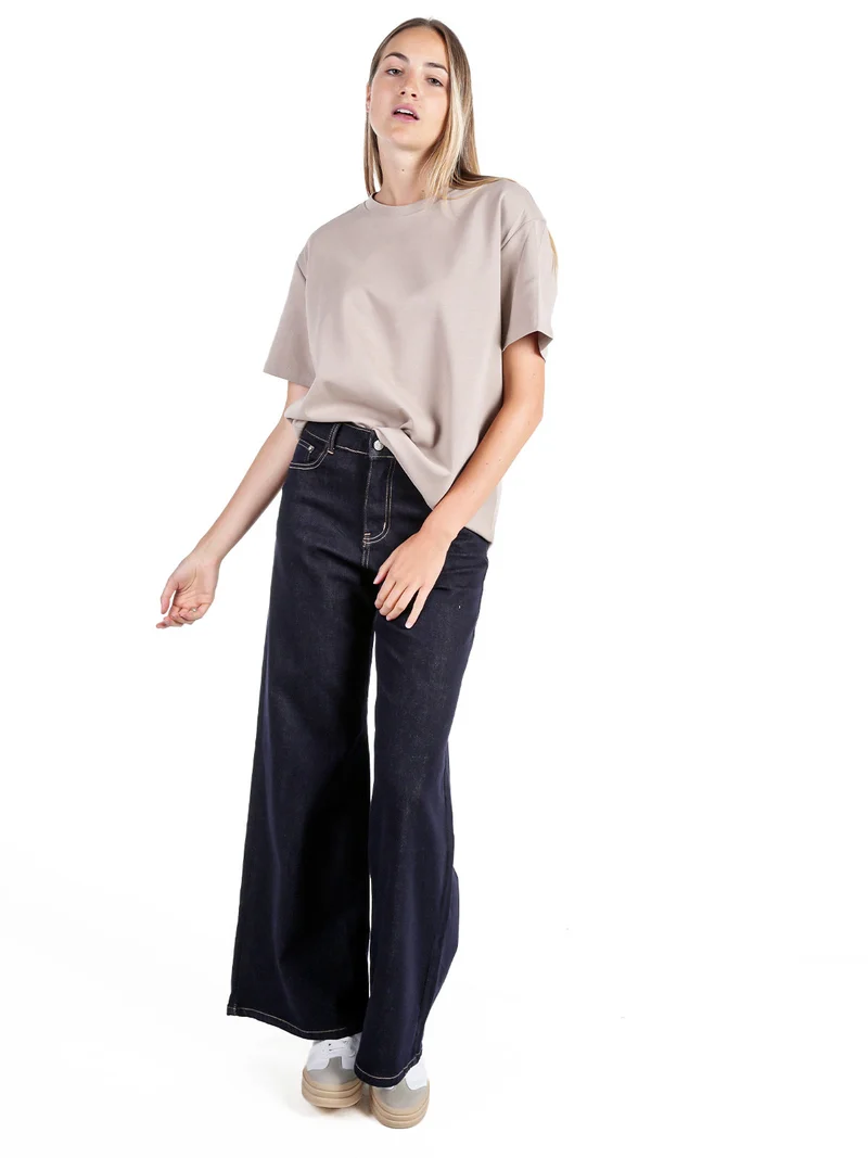 T-shirt donna oversize in cotone - taupe