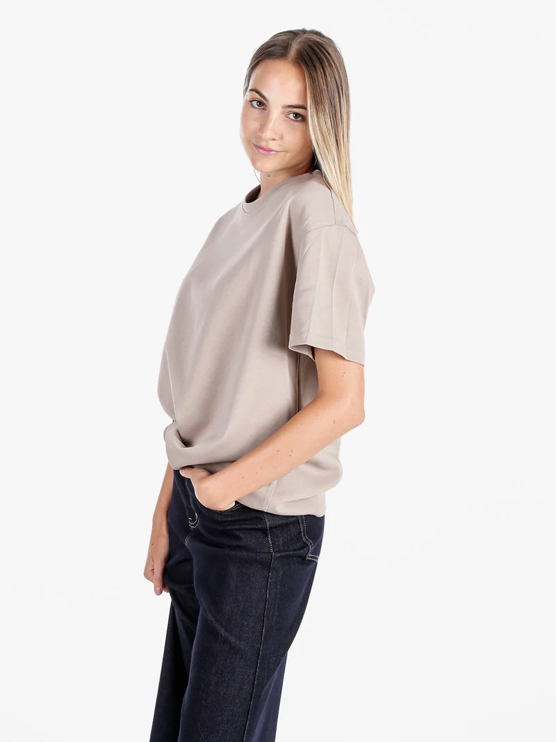 T-shirt donna oversize in cotone - taupe