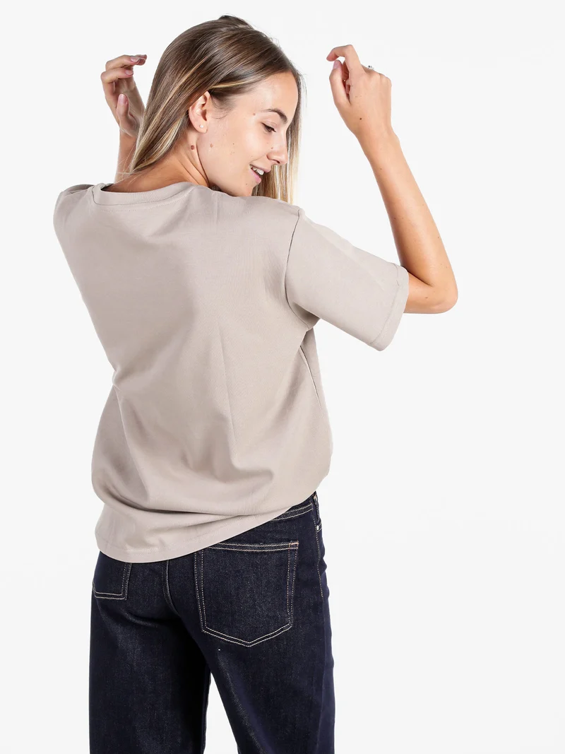T-shirt donna oversize in cotone - taupe