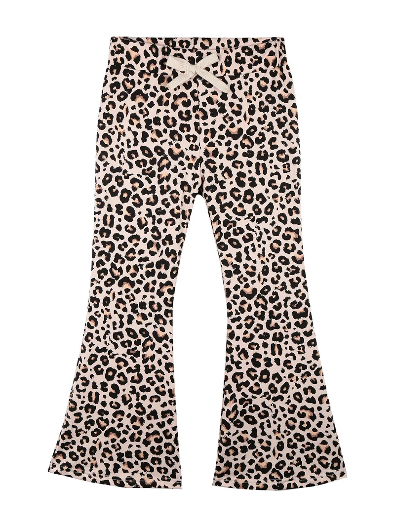 Pantaloni da bambina maculati con finale a zampa - beige