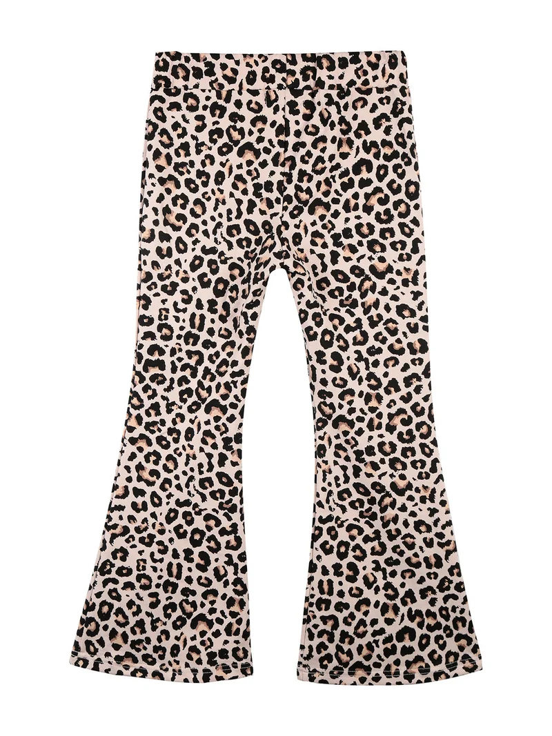 Pantaloni da bambina maculati con finale a zampa - beige