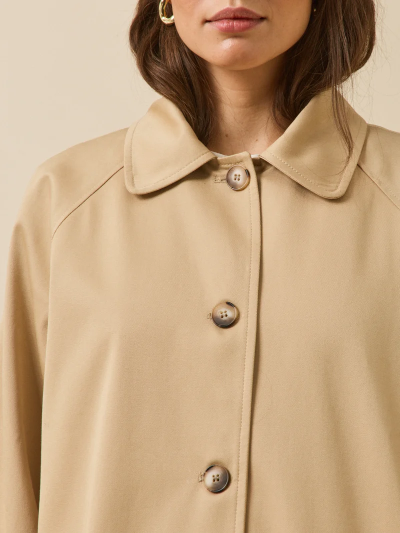 Langer Damen-Trenchcoat aus Bio-Baumwolle