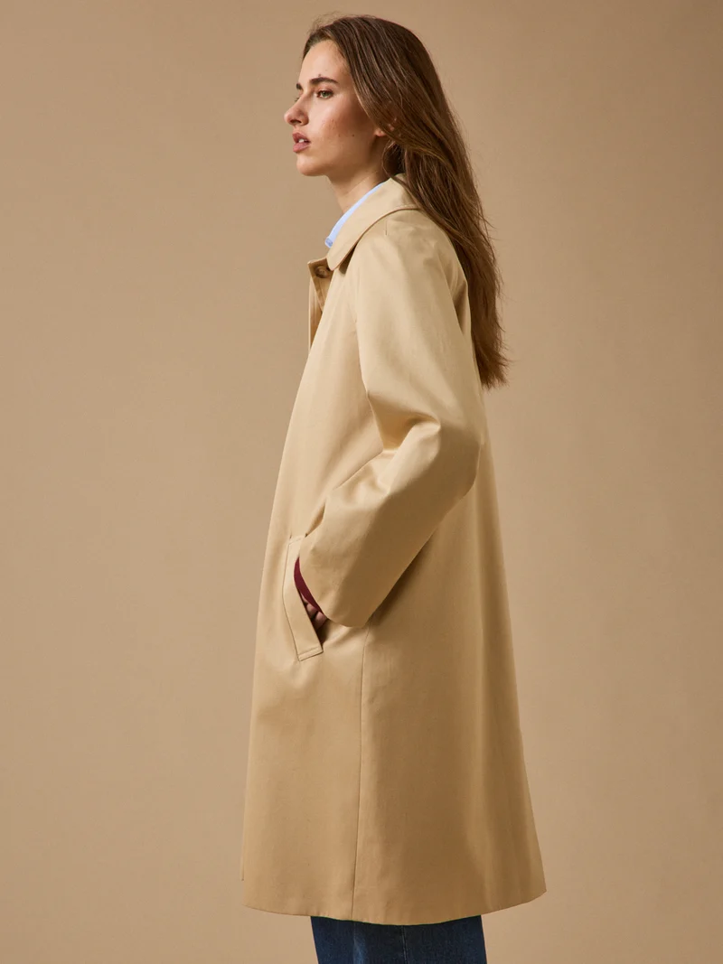 Langer Damen-Trenchcoat aus Bio-Baumwolle