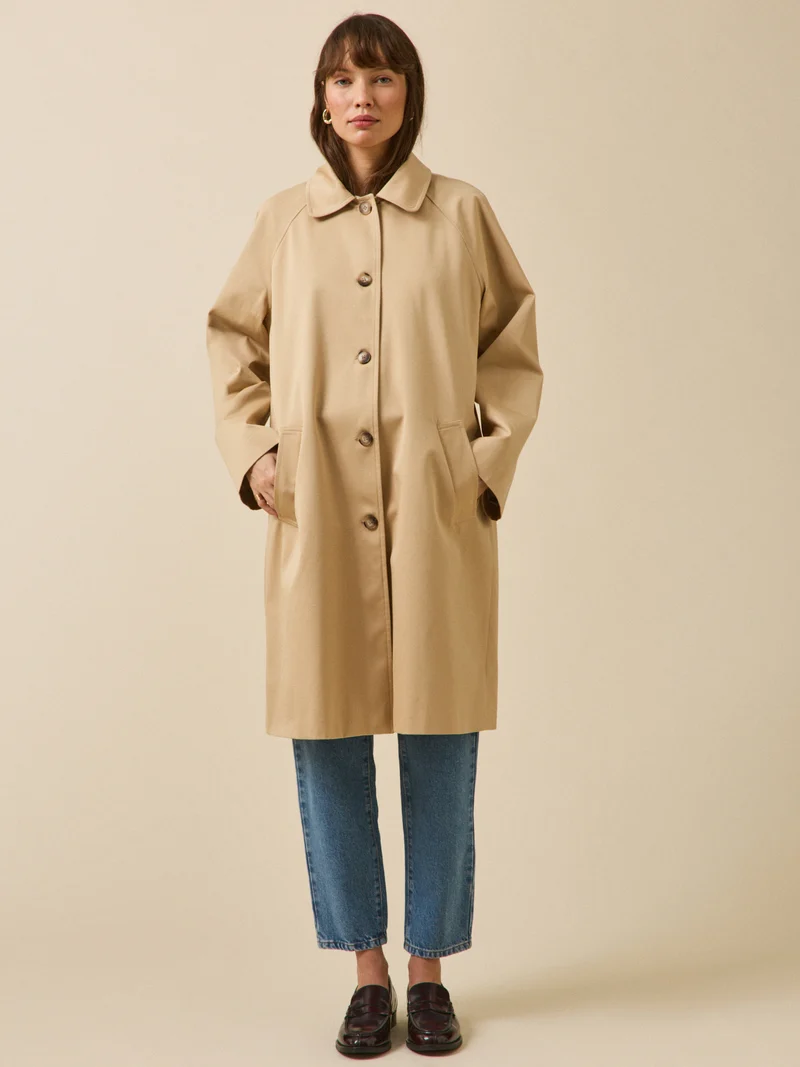 Langer Damen-Trenchcoat aus Bio-Baumwolle