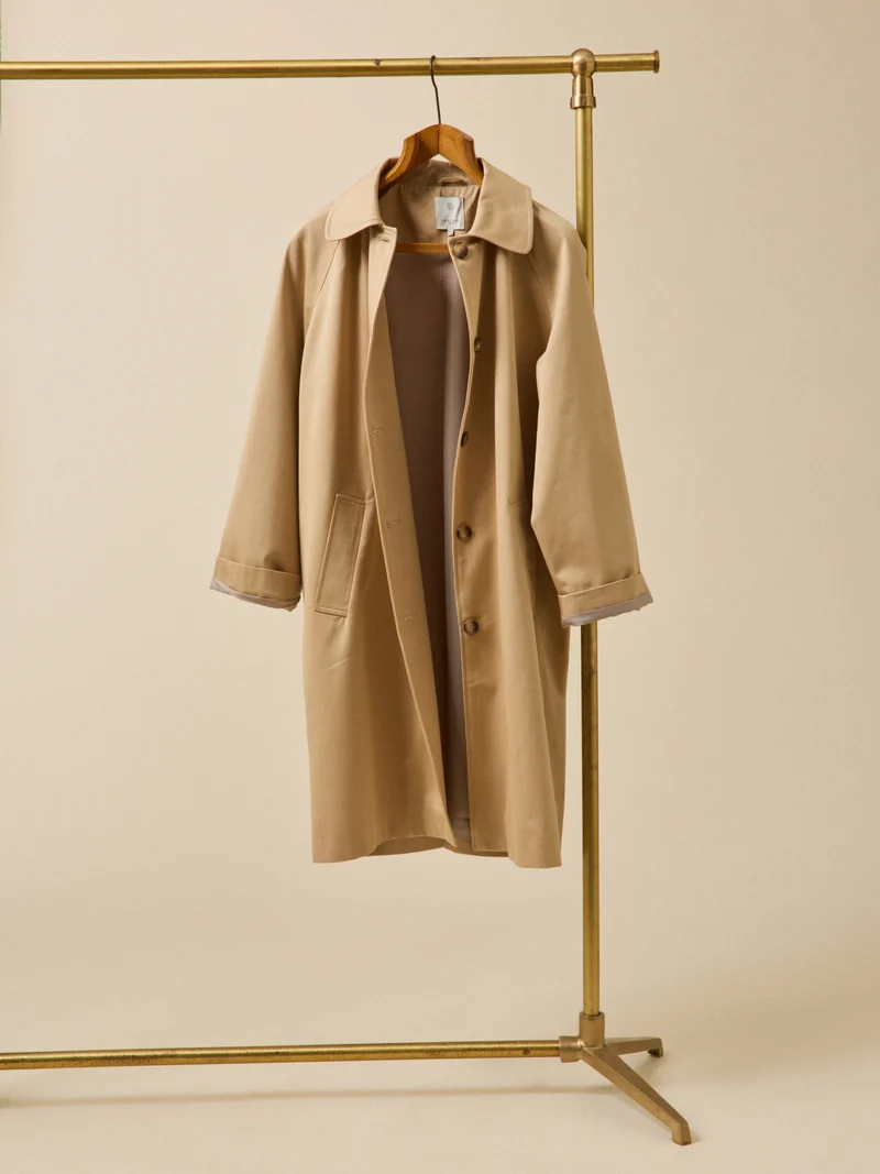 Langer Damen-Trenchcoat aus Bio-Baumwolle