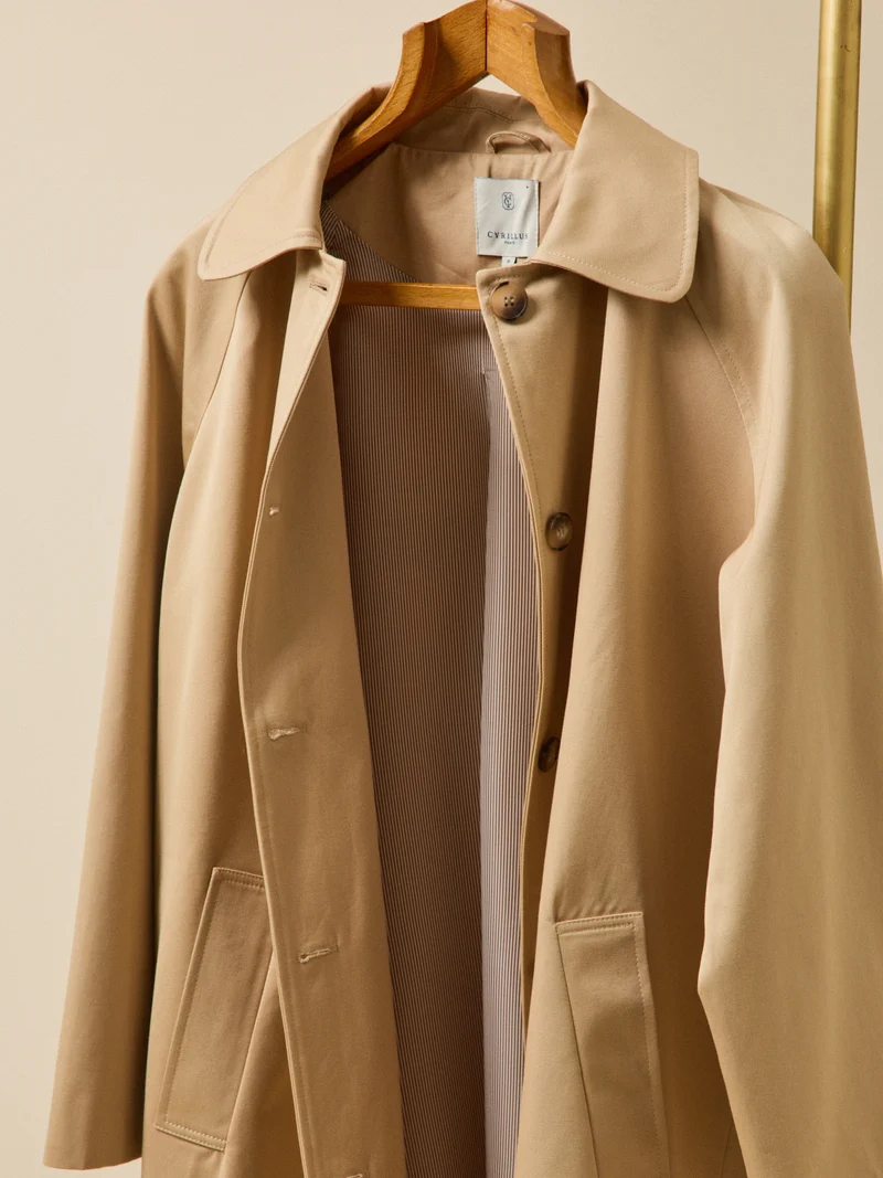 Langer Damen-Trenchcoat aus Bio-Baumwolle