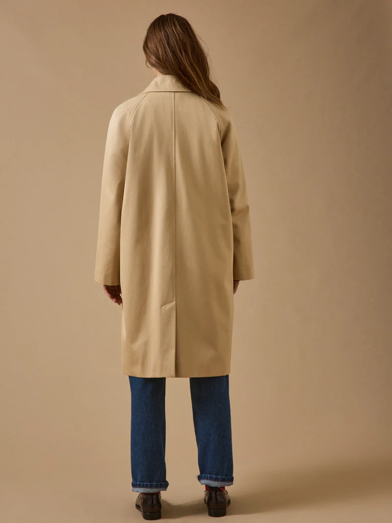 Langer Damen-Trenchcoat aus Bio-Baumwolle