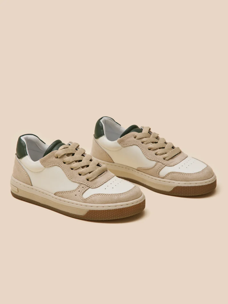 Jungen-Sneaker aus Leder, zweifarbig