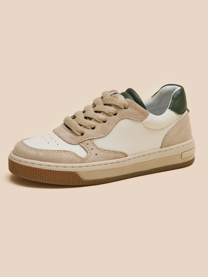 Jungen-Sneaker aus Leder, zweifarbig