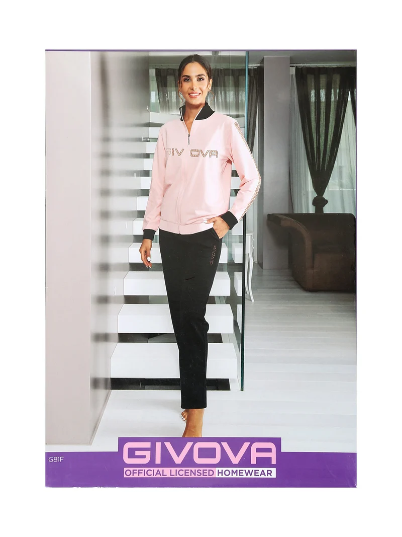 Completo tuta donna felpata 2 pezzi full zip - fucsia