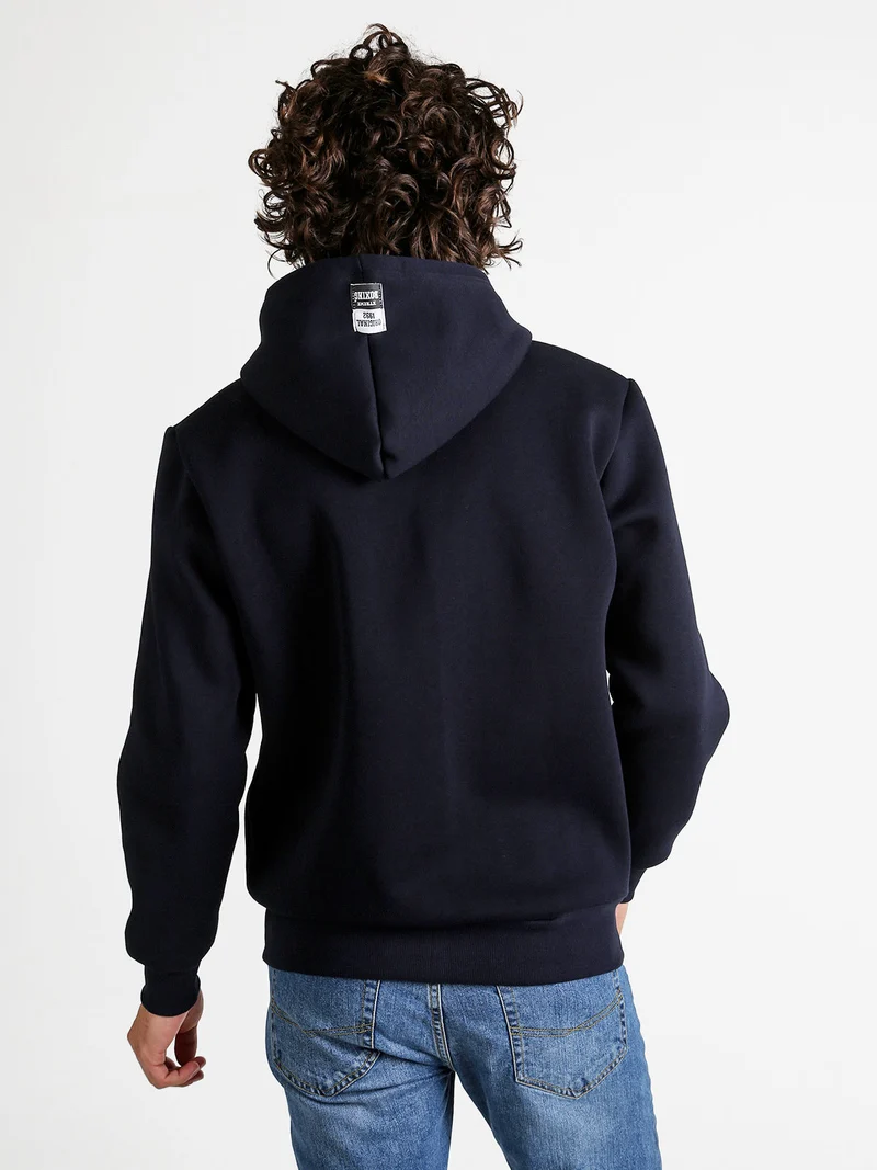 Felpa da uomo con cappuccio e zip - blu scuro