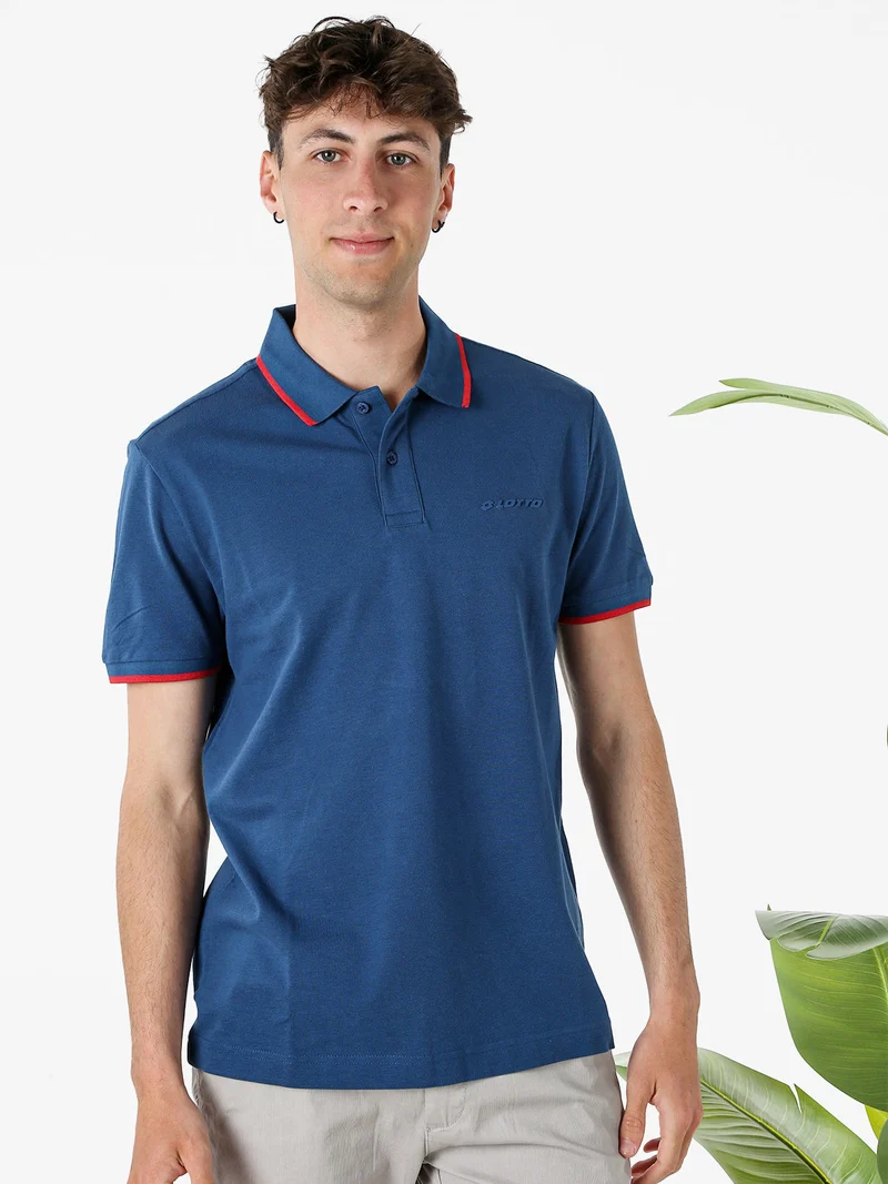 Polo da uomo in cotone a maniche corte - blu