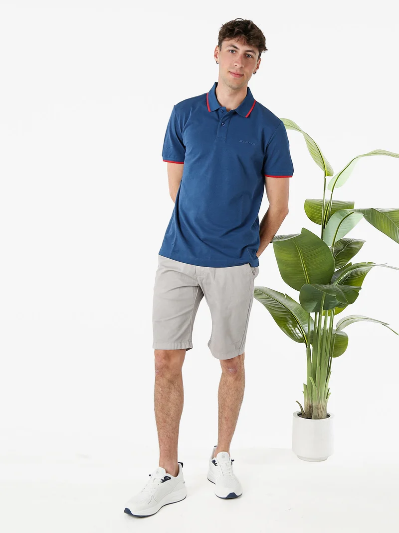Polo da uomo in cotone a maniche corte - blu