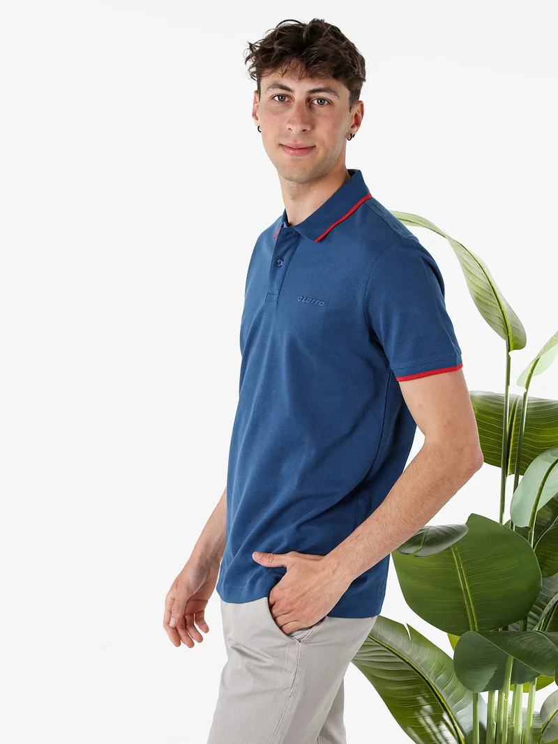 Polo da uomo in cotone a maniche corte - blu