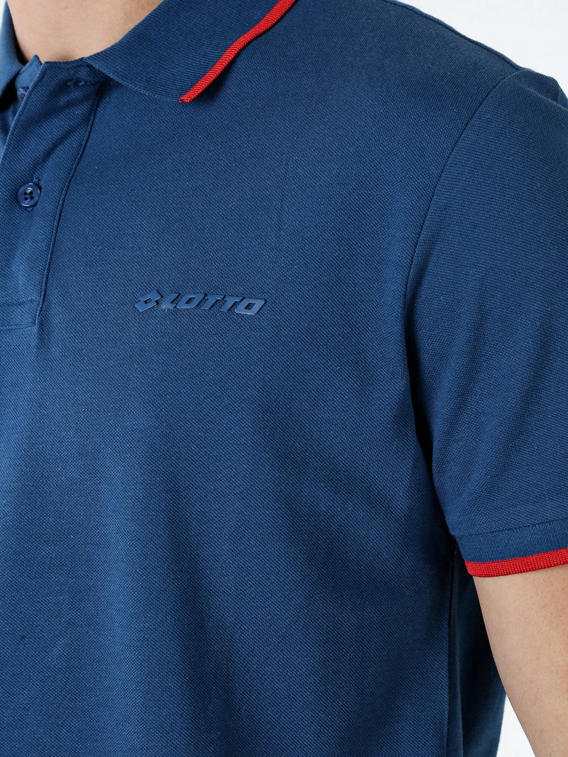 Polo da uomo in cotone a maniche corte - blu