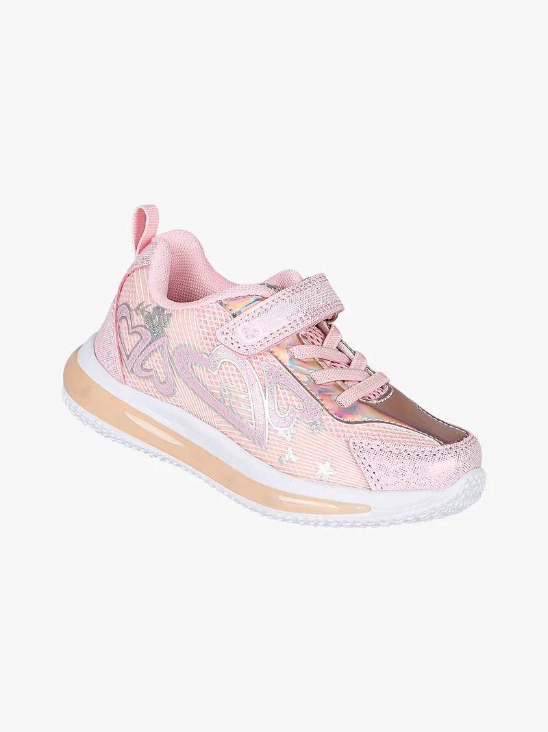 Sneakers da bambina con luci e cinturino a strappo - rosa