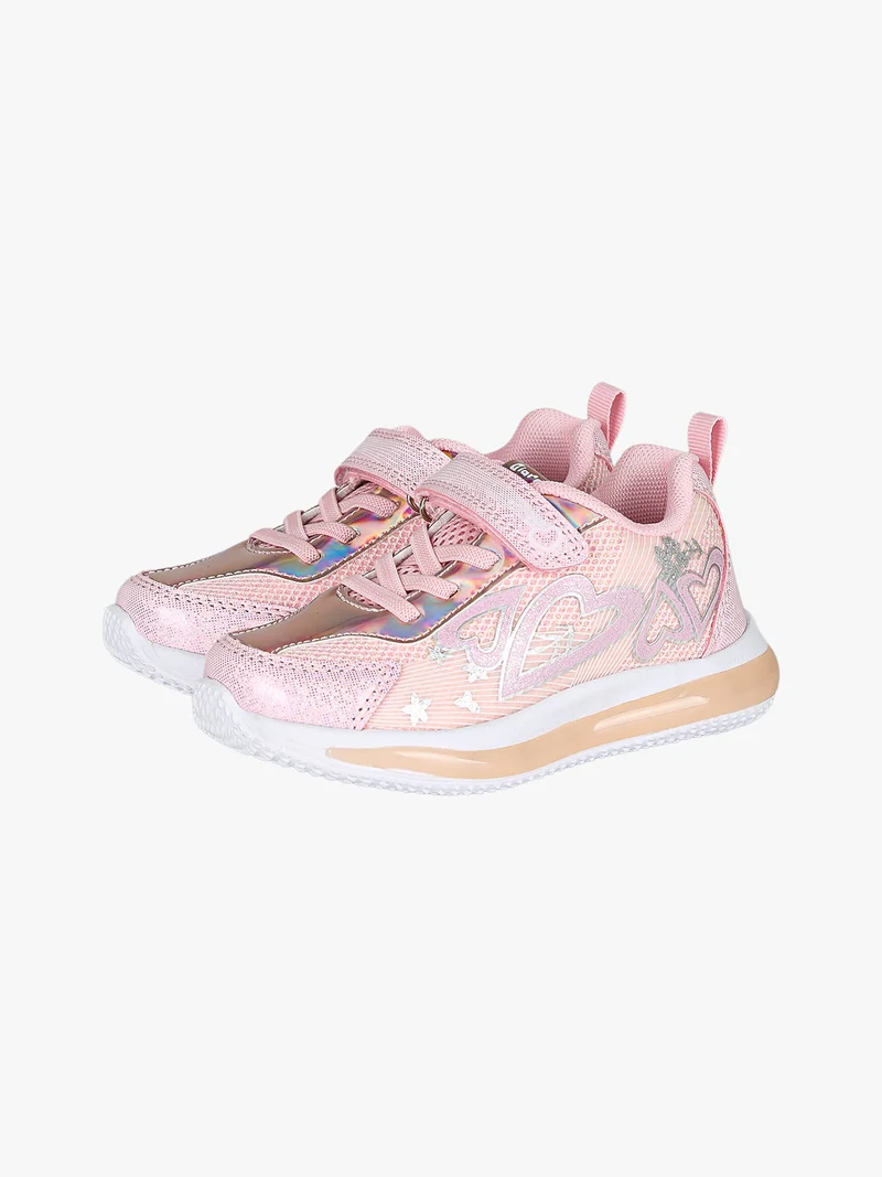 Sneakers da bambina con luci e cinturino a strappo - rosa
