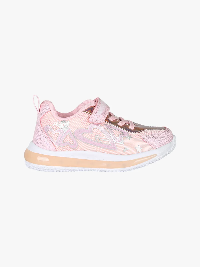 Sneakers da bambina con luci e cinturino a strappo - rosa