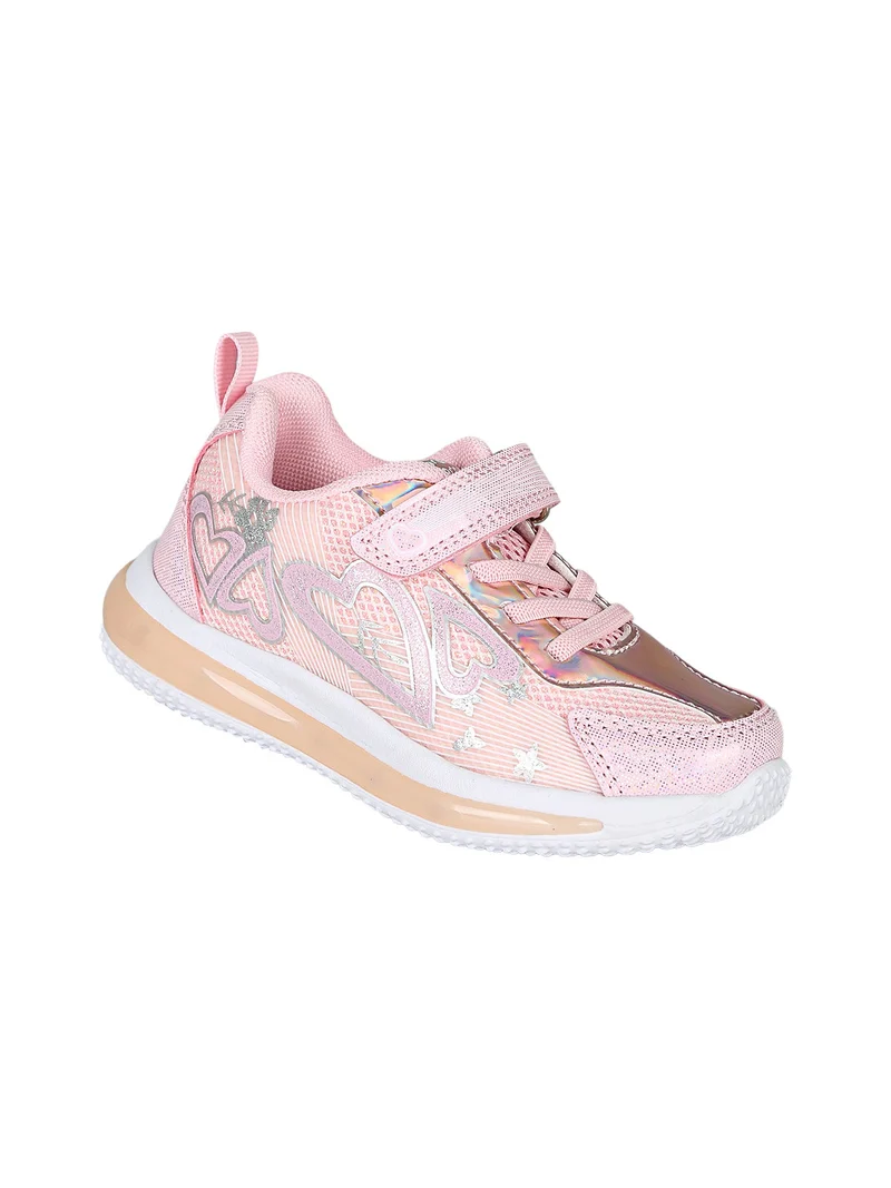 Sneakers da bambina con luci e cinturino a strappo - rosa