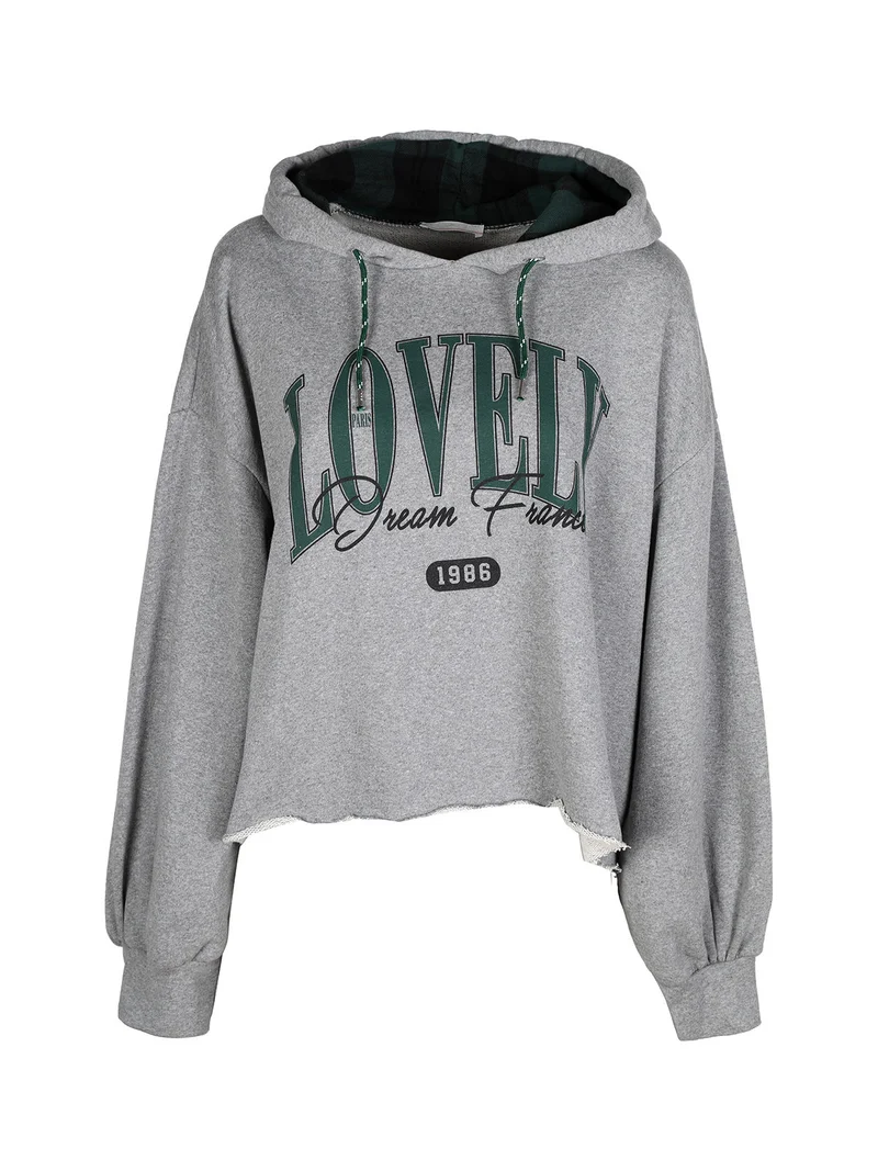 Felpa donna oversize con cappuccio - grigio