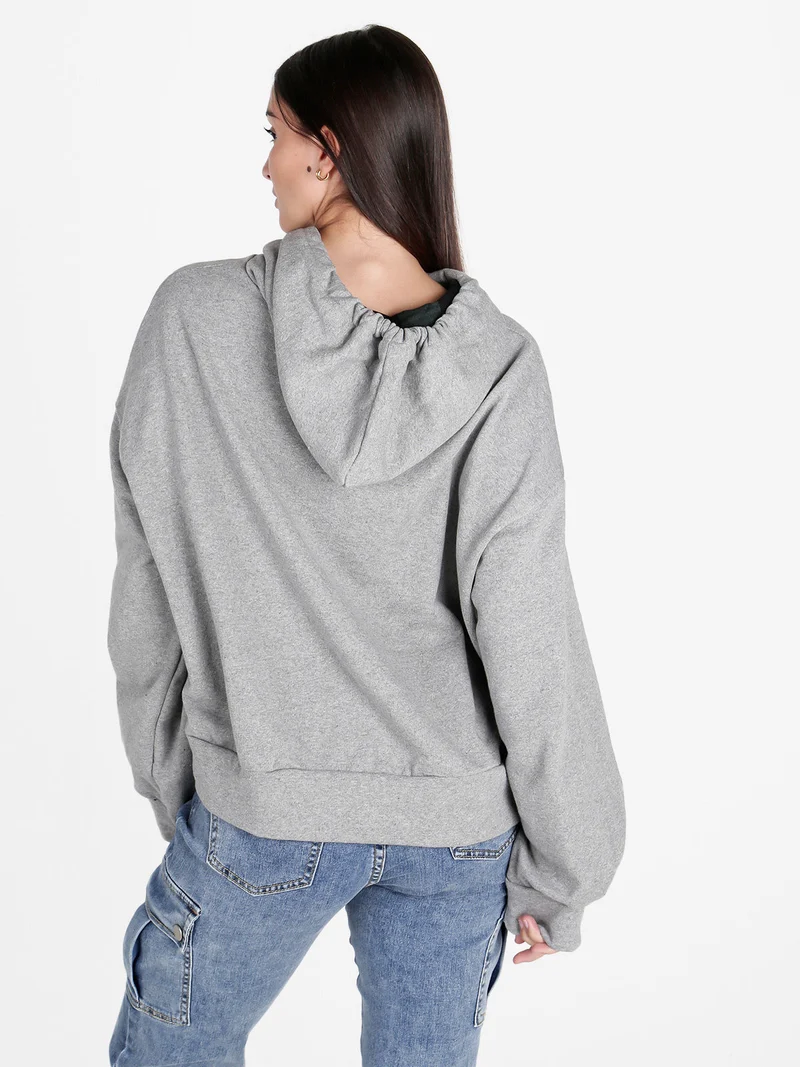Felpa donna oversize con cappuccio - grigio