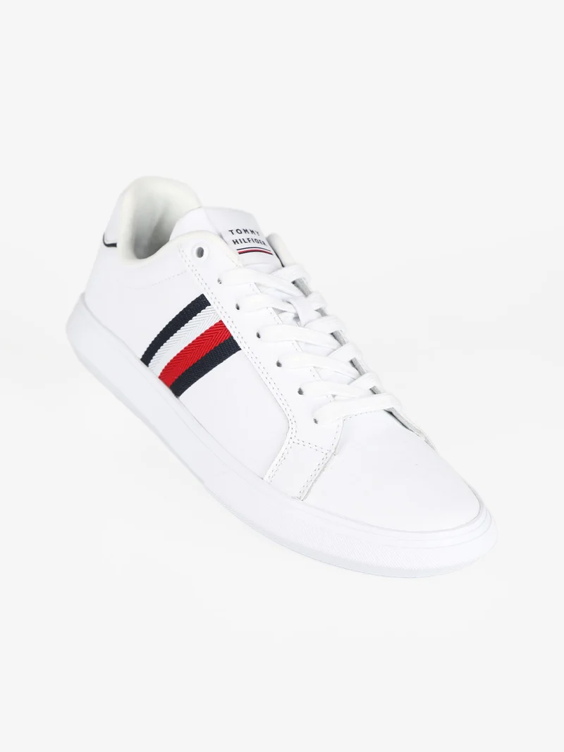 Corporate Leather Cup Stripes Sneakers in pelle da uomo - bianco