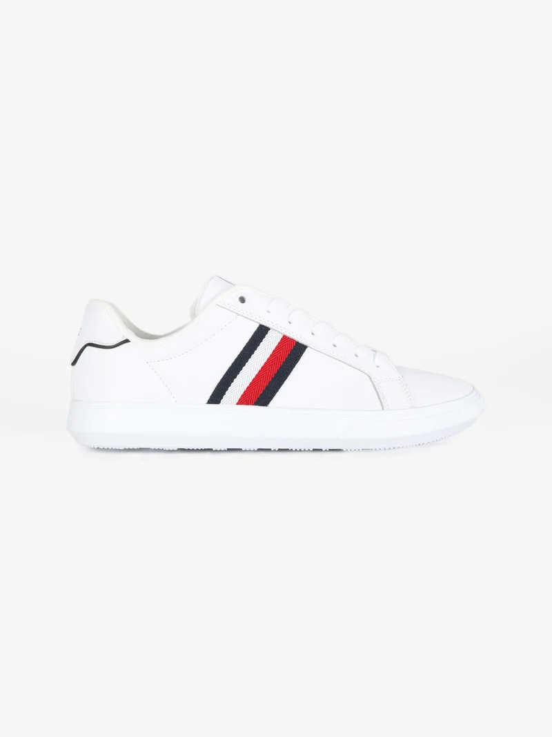 Corporate Leather Cup Stripes Sneakers in pelle da uomo - bianco