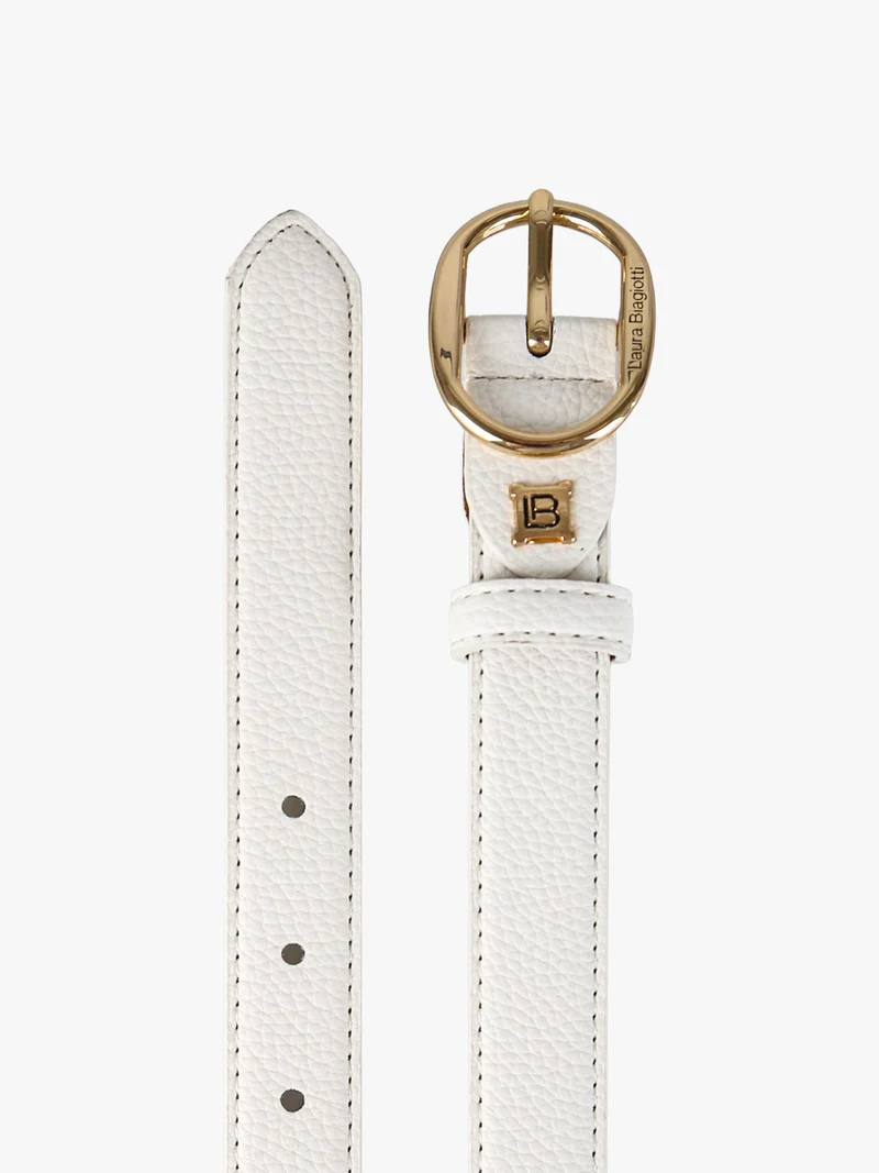 Cintura da donna in ecopelle martellata - bianco