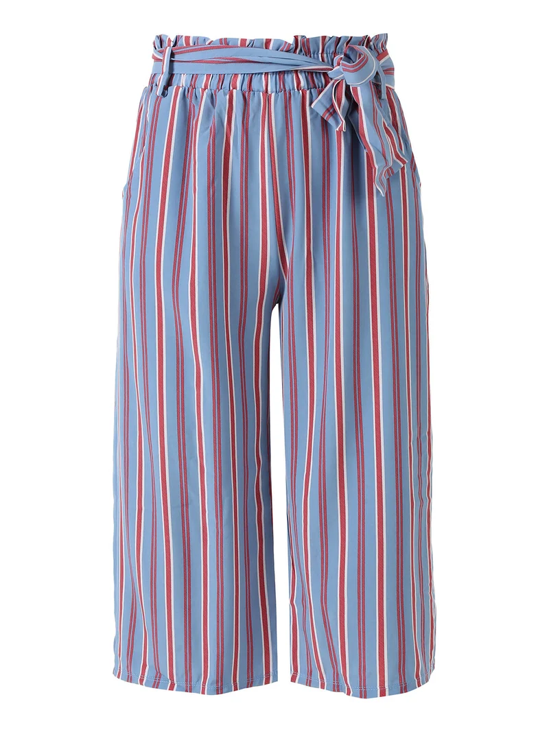Pinocchietti donna estivi con stampa a righe verticali - blu
