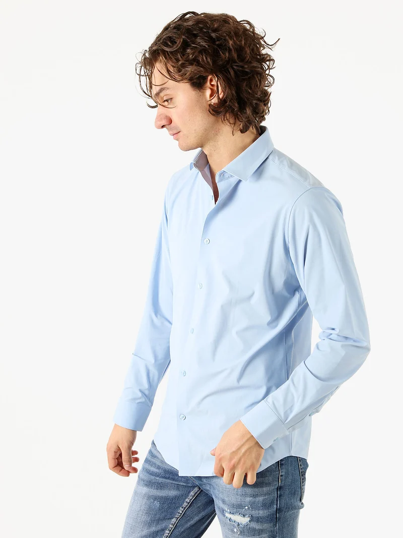 Camicia da uomo a maniche lunghe - azzurro