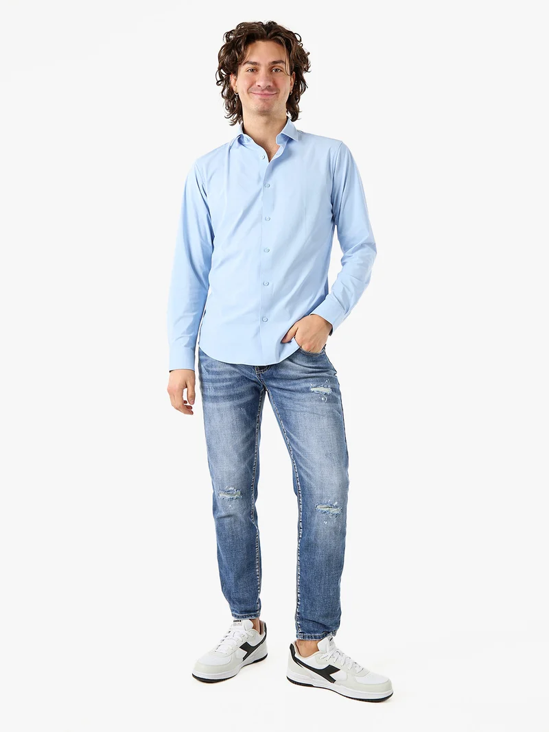 Camicia da uomo a maniche lunghe - azzurro