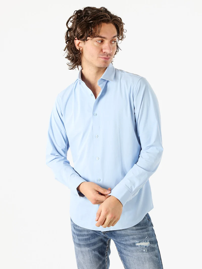 Camicia da uomo a maniche lunghe - azzurro