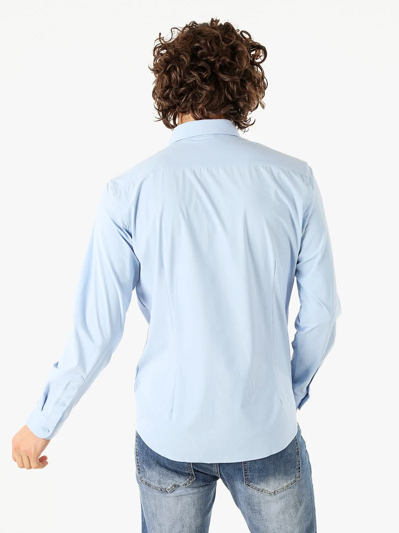 Camicia da uomo a maniche lunghe - azzurro