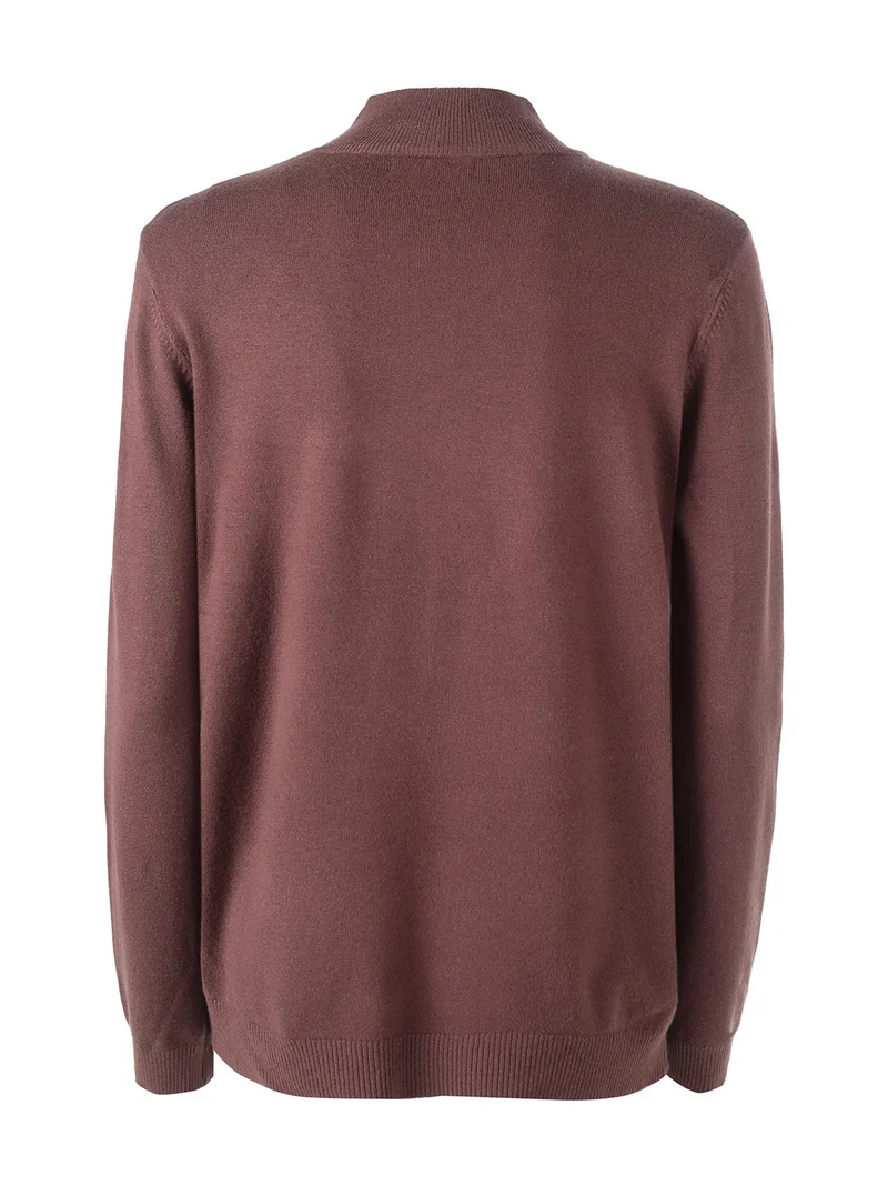 Pullover donna a lupetto in maglia - moro