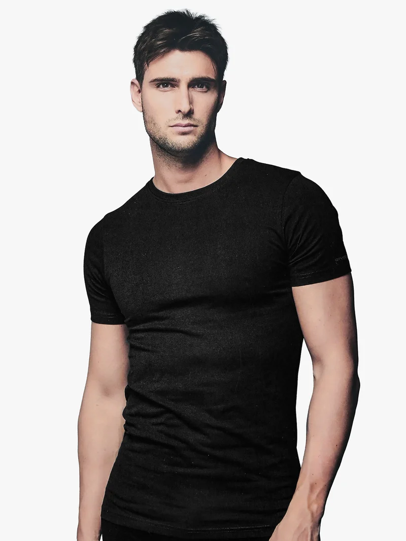 T-shirt intima da uomo in cotone bielastico - nero