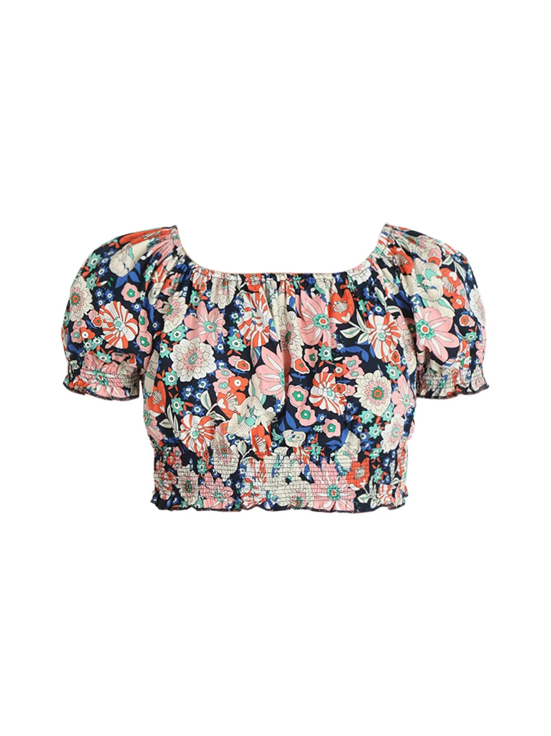Top cropped floreale donna - rosa