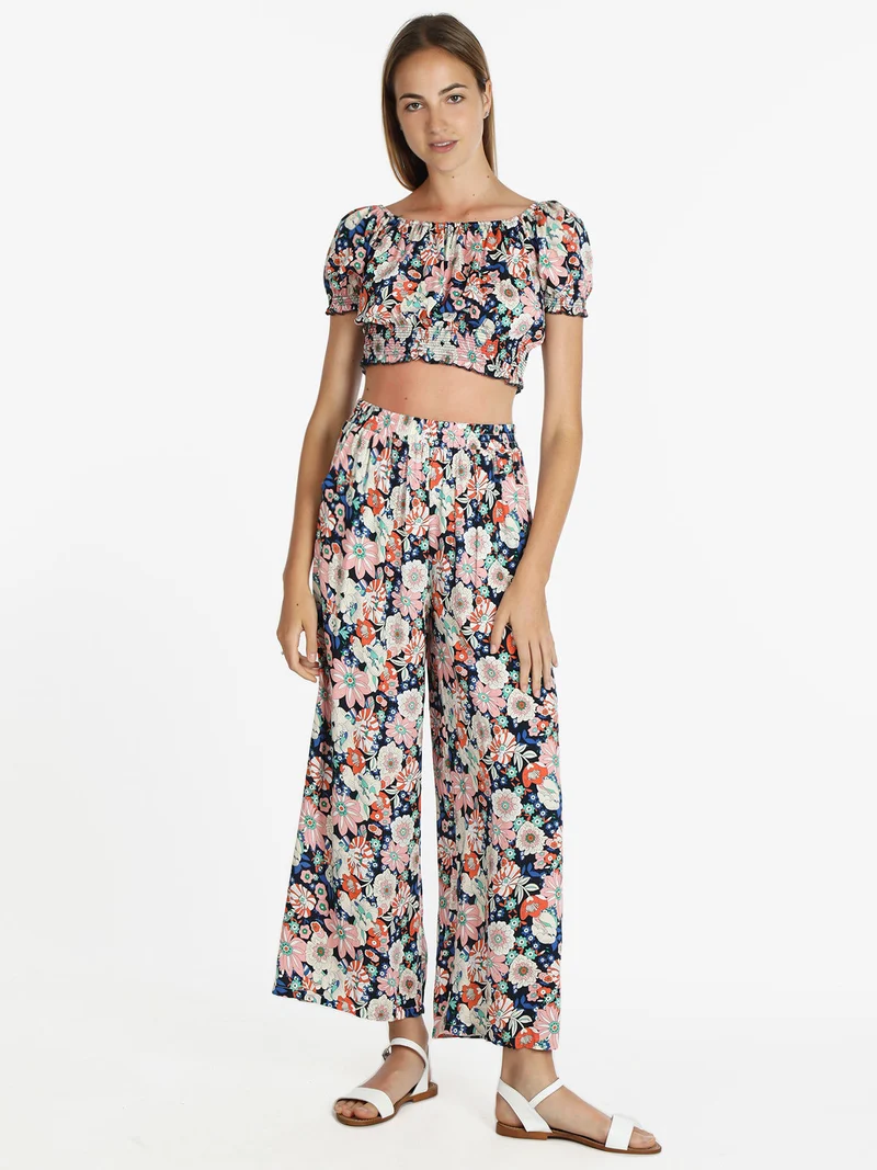 Top cropped floreale donna - rosa