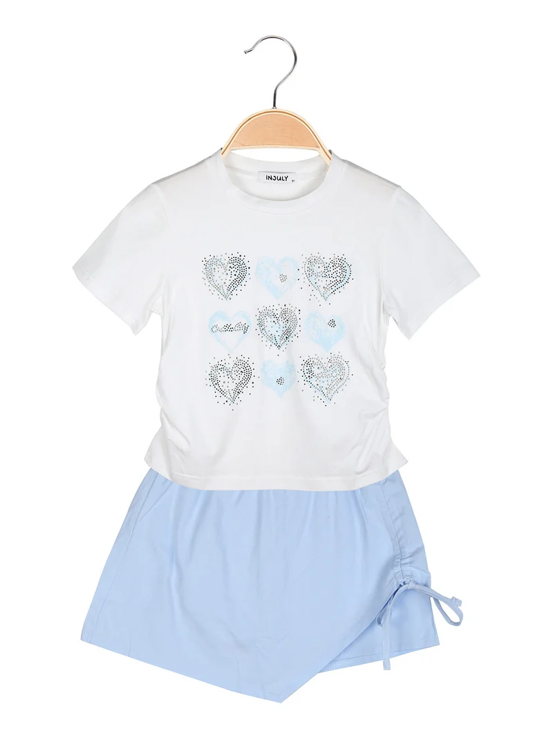 Completo da bambina con t-shirt e pantagonna - azzurro