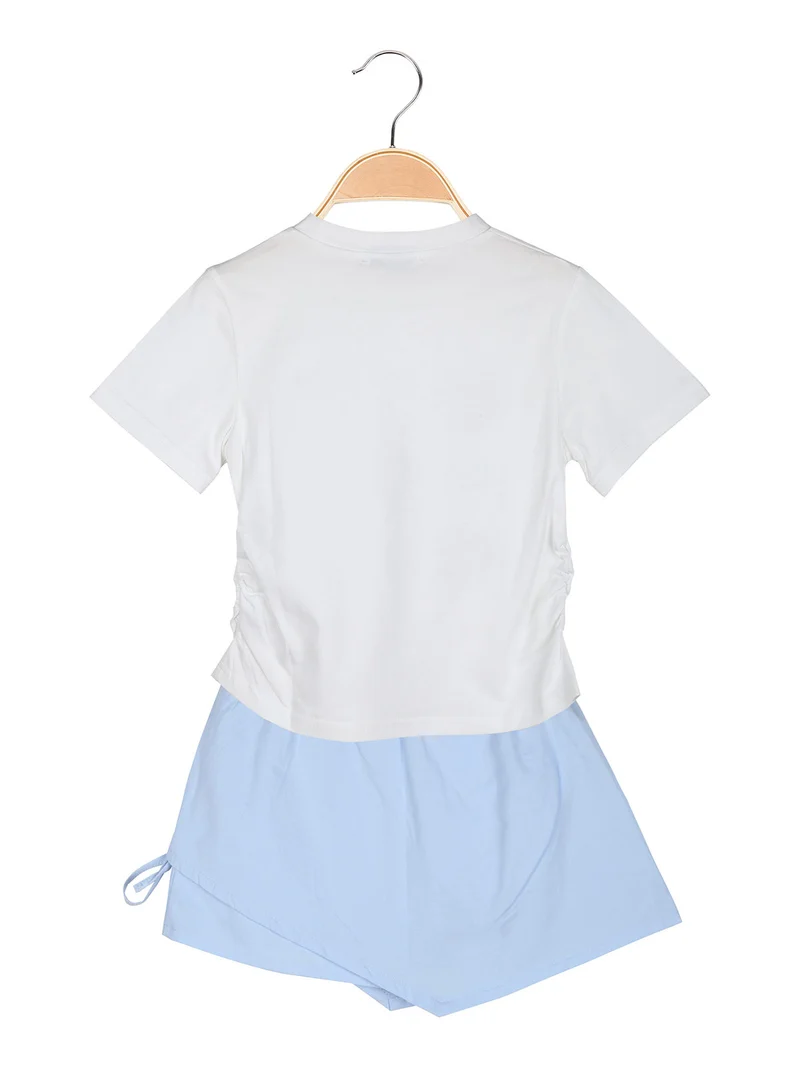 Completo da bambina con t-shirt e pantagonna - azzurro