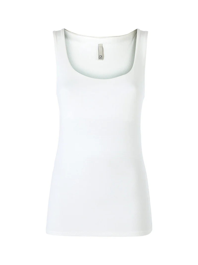 Top girocollo da donna in viscosa tinta unita - bianco