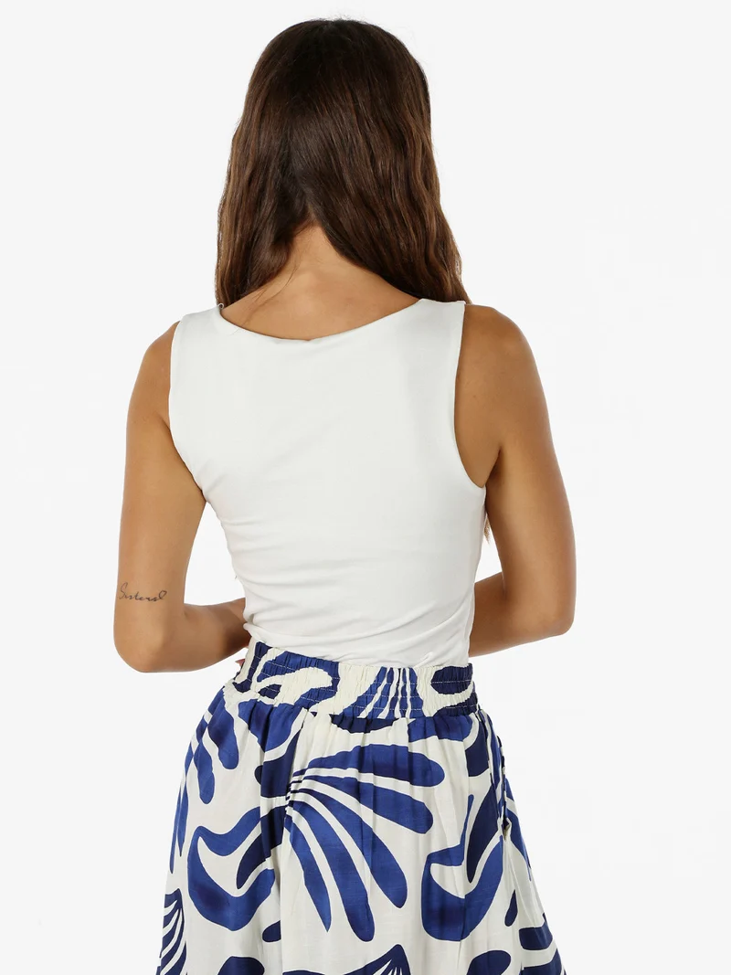 Top girocollo da donna in viscosa tinta unita - bianco