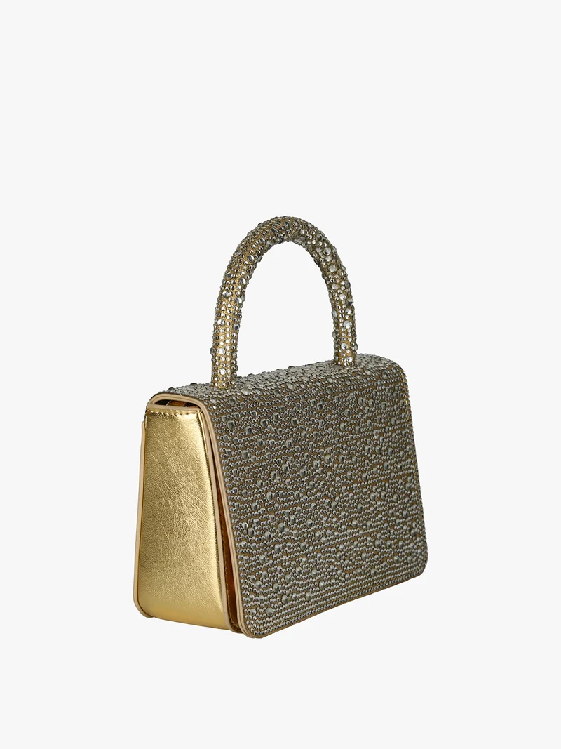 Borsa donna gioiello con strass - oro