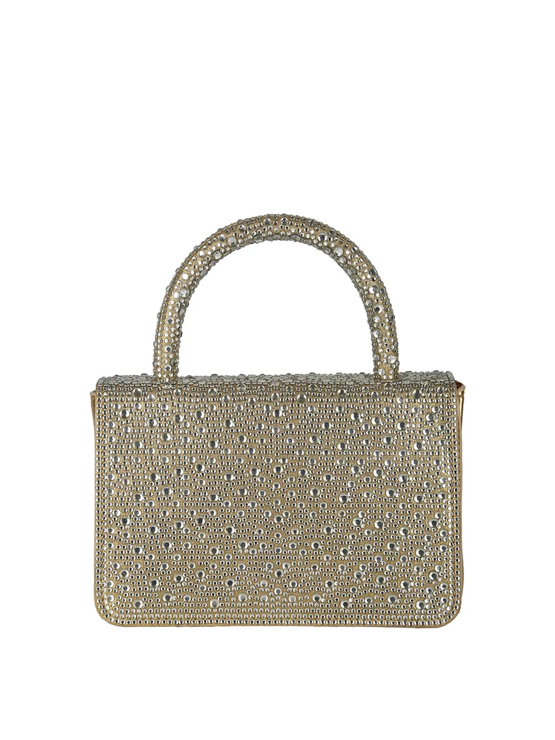 Borsa donna gioiello con strass - oro