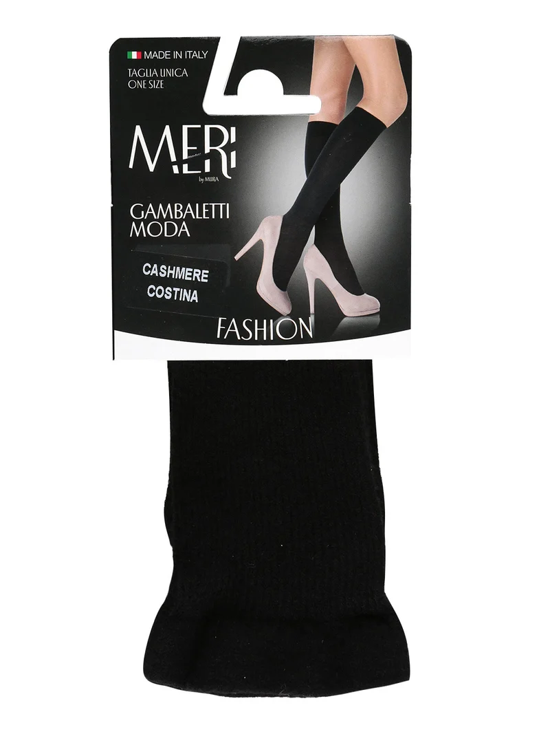 Gambaletti moda in cashmere a costine - nero