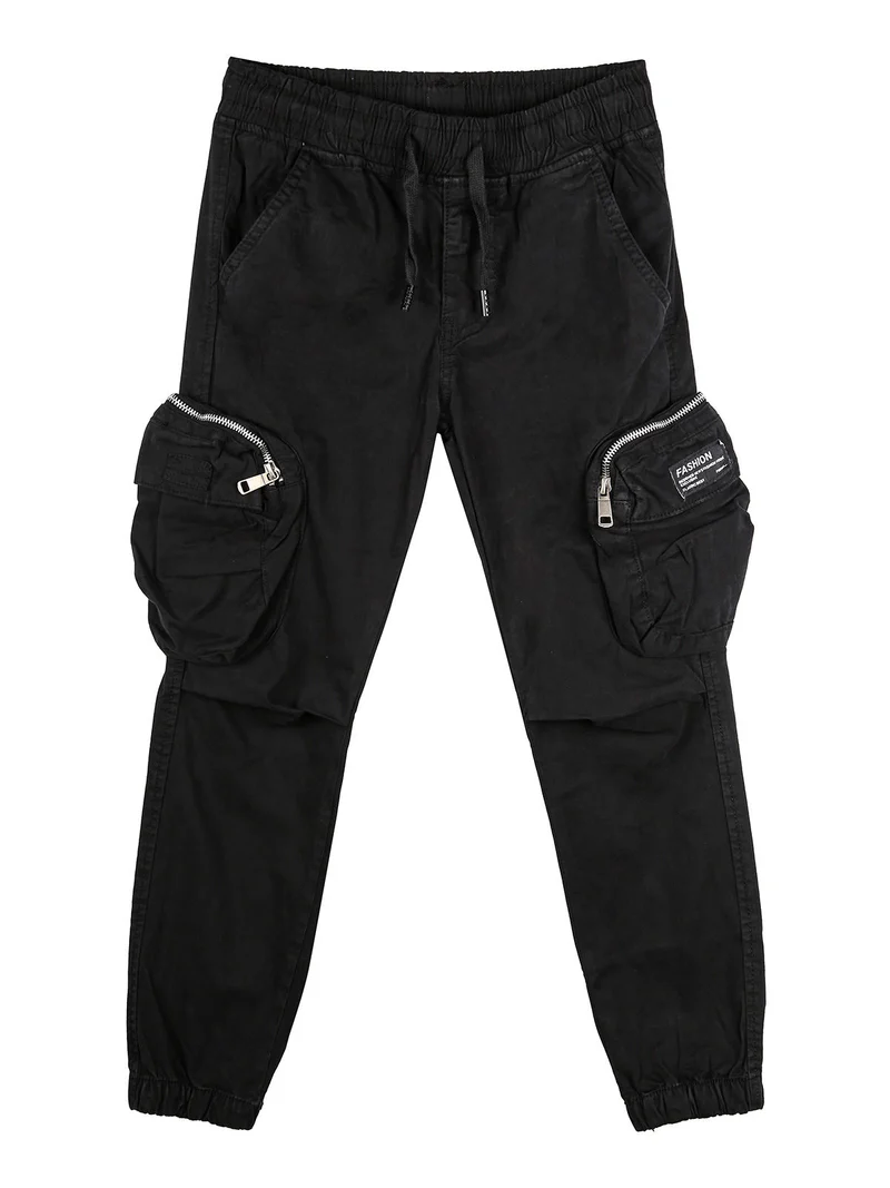 Pantaloni cargo da ragazzo con elastico finale - nero