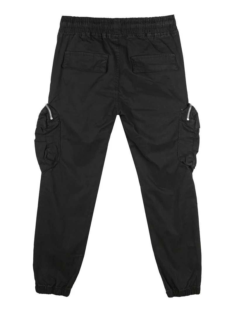 Pantaloni cargo da ragazzo con elastico finale - nero