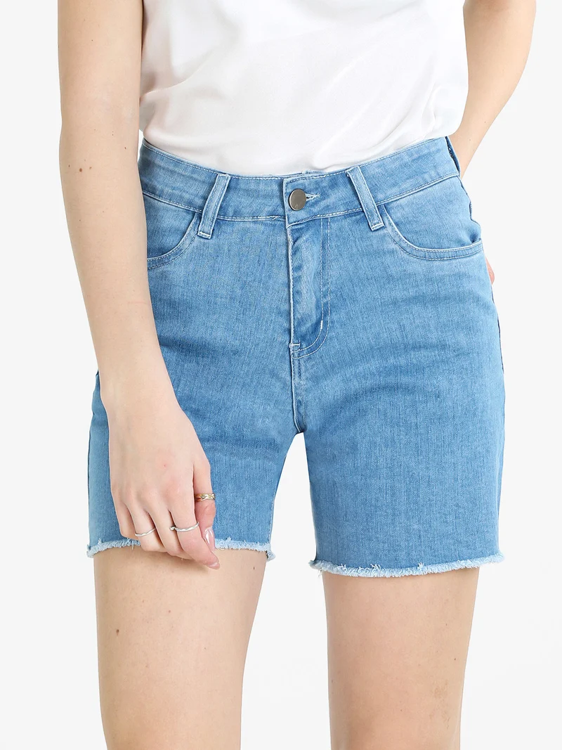 Shorts donna in jeans con finale sfrangiato - jeans