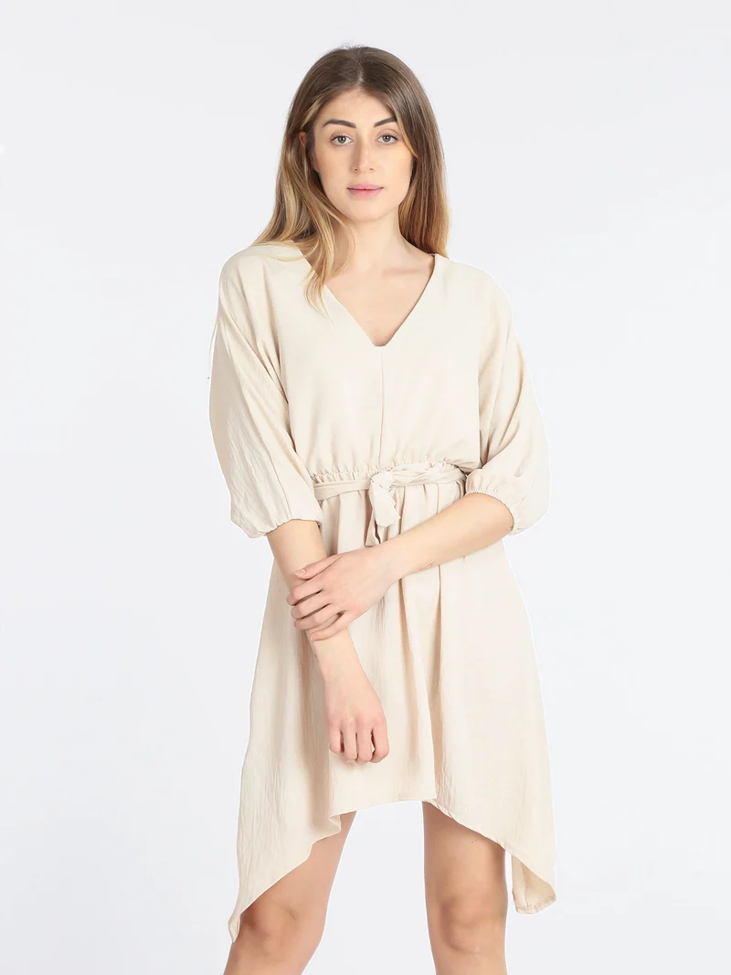 Vestito donna con cintura - beige